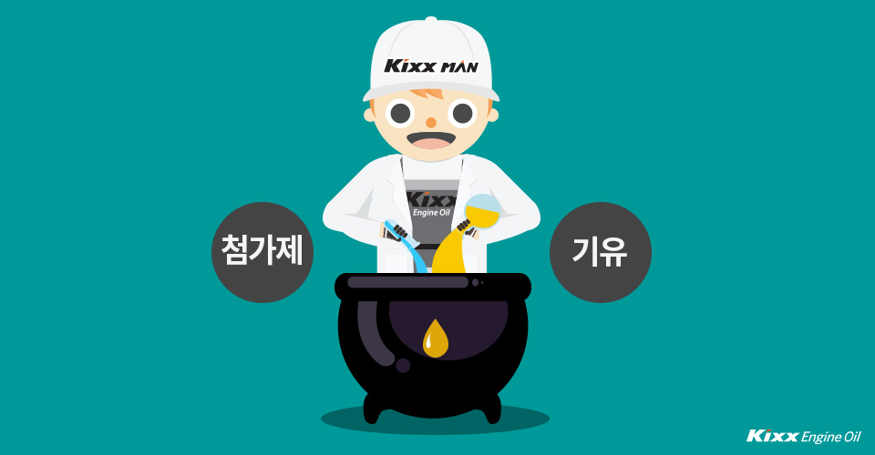 기유와 첨가제를 섞어 윤활유를 제작하고 있는 킥스맨